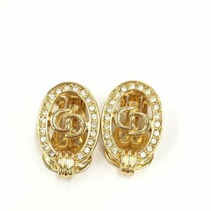 Christian Dior Christian Dior earrings rhinestone attaching Gold color [CDAV4057]