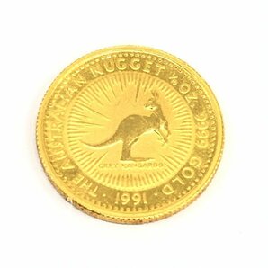 K24IG オーストラリア カンガルー金貨 1/10oz 1/20oz 1991 2枚まとめ 総重量4.7g【CDAX8025】の画像2