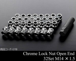 ★業販値 ロックナット 貫通 M14×1.5 32本 【適合】 ハマーH2 エクスカージョン C2500 K2500 F250 F350ホイールナット ラグナット K100