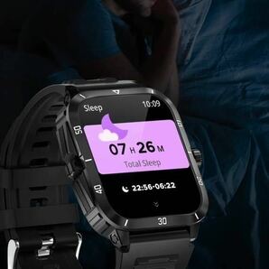 【即納】最新 新品 スマートウォッチ オレンジ ラバー ベルト 腕時計 防水 健康管理 軍用規格デザイン 通話機能付き Android iPhone対応の画像6
