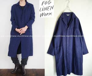 美品FLW fog linen workフォグリネンワーク☆大橋利枝子さん着 ルナ ショップリネンコート M ブルーヴィオレ★23100円