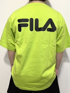FILA　フィラ　蛍光緑　L　半袖　バックロゴTシャツ　スポーツ　メンズ　レディース　ユニセックス　オソロ　NIKE　アディダス