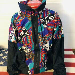  America old clothes big size LAVON XL lining cotton print switch nylon jacket spindle jacket 