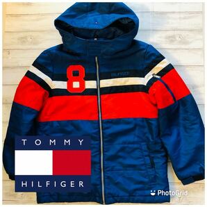 トミーヒルフィガー TOMMY HILFIGER ユースL 切り替え ナイロン 中綿ジャケット 中綿パーカーの画像1