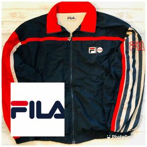  big size filler FILA US XL lining cotton sleet -n nylon jacket jersey navy × red × white 