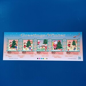 未使用　切手　80円×５枚　冬のグリーティング　シール切手