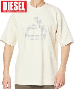 S/新品 DIESEL ディーゼル ロゴ Tシャツ T-HON メンズ レディース ブランド ビッグシルエット カットソー 厚手 ベージュ