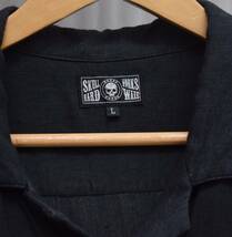 SKULL WORKS スカルワークス テロっと レーヨン 刺 開襟 オープンカラー シャツ 長袖 サイズL 黒_画像5