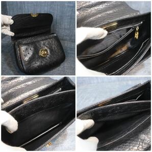 １円スタート Italy オーストリッチ ゴールド金具 ワンハンドル ハンドバッグ ダチョウ genuine ostrich 駝鳥 エキゾチックレザー 1スタの画像9