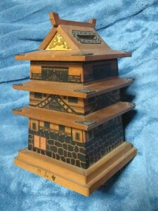 館山寺 お城 木製 貯金箱 高さ約15.5センチ