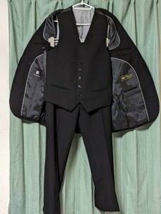 1円出品！極美品ベスト2wayパーフェクトスーツファクトリー スリーピース スーツ Mサイズ相当 3ピース 紳士服 スリーピーススーツ