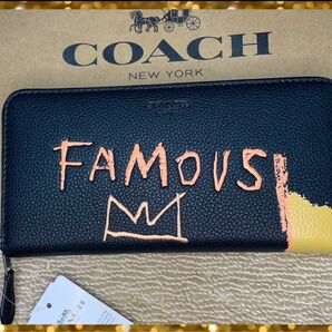 【新品未使用】　COACH 　 長財布　レザー 　バスキアコラボ　ブラック