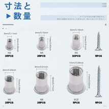 【残りわずか】 ブラインドナット リベットナットセット アルミニウム製 M3 M4 M5 M6 M8 M10 リベットナット アル_画像2