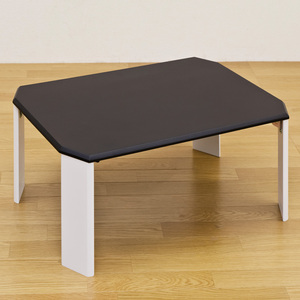 折りたたみテーブル 70cm幅 ツートンテーブル 白黒 モノトーン 折れ脚 WFG-7050(BK) ブラック