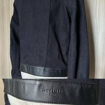 定価41,8万 Berluti Patine Leather Cotton Denim Jacket ベルルッティ パティーヌレザー切替 コットン デニムジャケット ブラック 48_画像8