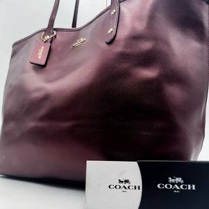 1円 【超激レア】コーチ COACH トートバッグ ビジネスバッグ ブリーフケース レザー 革 メタリックレッド 赤 メンズ レディース