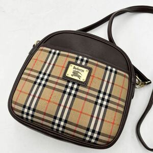 1円 【定番】 バーバリー BURBERRY ショルダーバッグ サコッシュ ポシェット ノバチェック シャドーホース キャンバス レザー 革