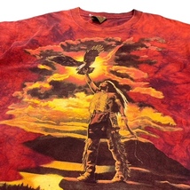 【XL】USA古着 90s USA製 THE MOUNTAIN アニマル プリント Tシャツ タイダイ 半袖 クルーネック レッド_画像2