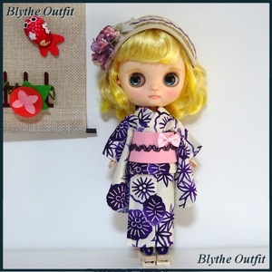 ! midi Blythe * наружный Fit! юката ( фиолетовый * цветок ) комплект * geta имеется!