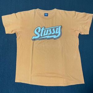 Stussy Tシャツ tee L オレンジ 半袖 BIG LOGO 旧青タグ ステューシー 橙 Large USED ショートスリーブ