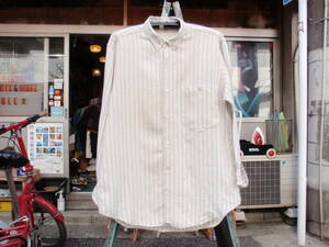 美品！日本製　パパス　麻製のストライプ柄な長袖シャツ　サイズL?