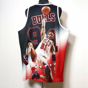 デニスロッドマン ブルズ ミッチェルアンドネス タンクトップ XL プリント スウィングマンジャージ BULLS MITCHELL&NESS Dennis Rodman