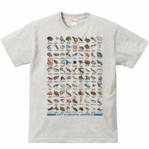 魚類＆水棲生物のリスト/半袖Ｔシャツ/メンズM/杢・新品・メール便 送料無料