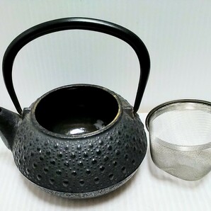 南部鉄器 鉄瓶 鉄製急須 茶こし付き 瓶敷 扇子型 茶器 茶道具 アンティークの画像7