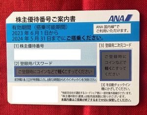 【AK】ANA　全日空　株主優待券　1枚　有効期限：2024/5/31　番号通知のみ　即決　入金確認後24時間以内に番号通知！　在庫：8