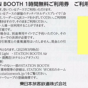 ※.[10枚セット] STATION BOOTH ステーションブース 1時間無料ご利用券 即決 2024/6/30期限 JR東日本 株主優待 1-5セット 最大50枚OKの画像2