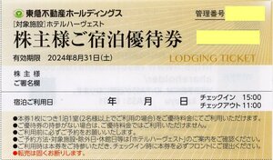 V. hotel is -ve -stroke box root Koshien /../.. river /.., box root .. other Tokyu real estate stockholder hospitality lodging complimentary ticket 1-4 sheets 2024/8/31 time limit 