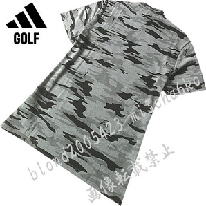 ■新品【adidas GOLF】アディダスゴルフ カモ柄 AEROREADY吸湿性 半袖モックネックシャツ■GR/Lの画像3