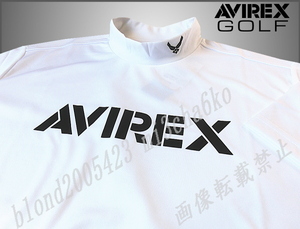 ■新品【AVIREX GOLF】アヴィレックス ゴルフ 吸汗速乾 衿刺繍ロゴ モックネック半袖シャツ■WH/M