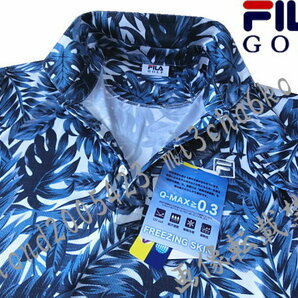 ■新品【FILA GOLF】フィラゴルフ 接触冷感 吸汗速乾 ボタニカル柄 半袖ポロシャツ■NV/3L(XXL)の画像1