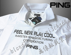 ■新品【PING GOLF】ピン ゴルフ サラっとDRY サライテック 半袖 軽量ポロシャツ■WH/LL（XL)