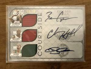 NBA 2007-2008 Toops Luxury Box, Ray Allen, Chauncey Billups, Ben Gordon, Courtside Triple Autograph Relic Card, /10