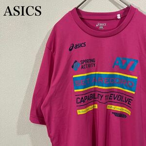 IK319 ASICS アシックス A77 Tシャツ XA704L 半袖Tシャツ ホワイト ピンク トレーニングウェア トップス サイズXO 送料無料