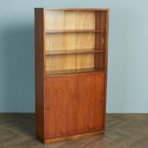 [77397]B&S Goodman Roseberry narrow sideboard cheeks Vintage Britain bookcase display shelf thin type glass cabinet wooden England 