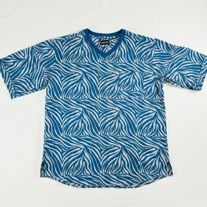 《美品》GIORGIO ARMANI ジョルジオアルマーニ　総柄Tシャツ　半袖カットソー　シアサッカー素材　Vネック　希少デザイン　メンズ　男性用