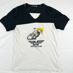 B1 希少　DOLCE&GABBANA ドルチェアンドガッバーナ　半袖Tシャツ　Vネック　 MOTORCYCLES size50 メンズ　男性用