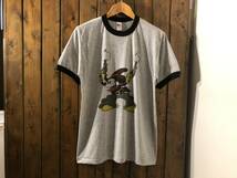 新品●ミッキーマウス　ビンテージスタイル　霜降り　リンガーTシャツ［L］●アニメーション/カウボーイ/MICKEY/GRY_画像1