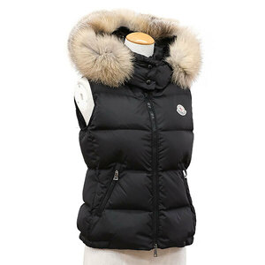 【送料無料】【本物】美品★MONCLER モンクレール★ダウンベスト★GALLINULE GILET ガーリーヌジレ★黒 ファー付き★＃0 XS★レディース