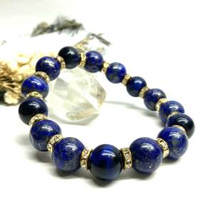 Lapis Lazuli &amp; Blue Tiger Eye Power Bracelet Bracelet Natural Stone Heath (золото) 12 мм Удачи мужчины мужчина ☆