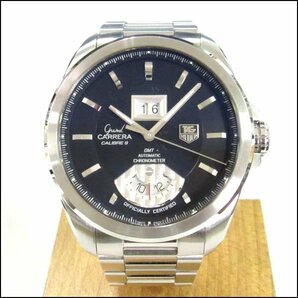 TS TAG HEUER/タグホイヤー グランドカレラGMT WAV5111 メンズ腕時計 キャリバー8 自動巻き ブラック 裏スケの画像2