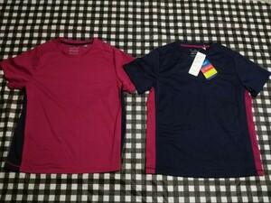 【未使用】レディース吸水速乾Tシャツ2点セット　Mサイズ　紺&ピンク系　軽量/反射プリント/ウォーキング/部活等　送料無料