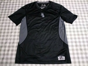 ナイキ　メジャーリーグAuthentic collectionTシャツ　L　黒　DRY-FIT/ストレッチ　MLBホワイトソックス　野球練習/アンダーシャツ等　