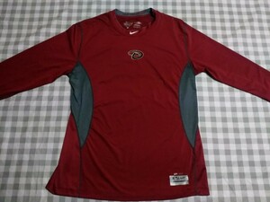 ナイキ　Authentic collection長袖Tシャツ　L　赤　DRY-FIT/ストレッチ　メジャーリーグダイヤモンドバックス　野球アンダーシャツ等　綺麗