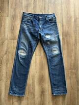 W34！JAPAN BLUE JEANSOakダメージ加工ストレッチデニム_画像1