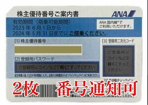 ANA 全日空 株主優待券　2枚　番号通知可