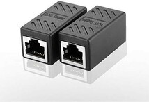 2個セット RJ45 LANケーブル用中継コネクタ コンパクト ギガビット RJ45 延長 コネクタ プラグ 8P8C メス-メス ブラック！送料無料！_画像1